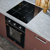 Узкий электрический духовой шкаф Lex EDM 4575 BBL: встраиваемая модель с электромеханическим управлением, конвекцией и грилем