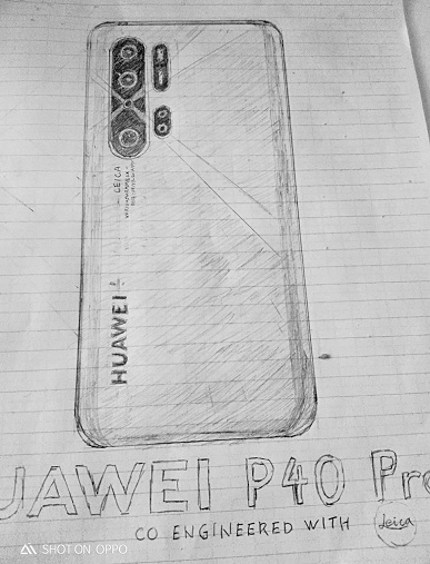Huawei P40 Pro нарисовали на бумаге