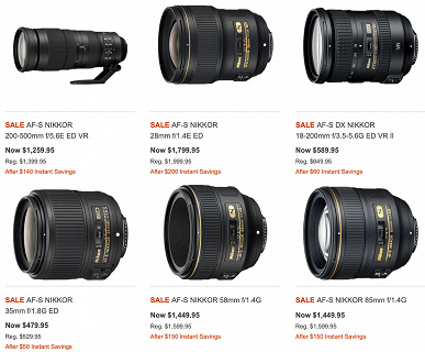 Nikon вводит скидки на 28 моделей объективов Nikkor