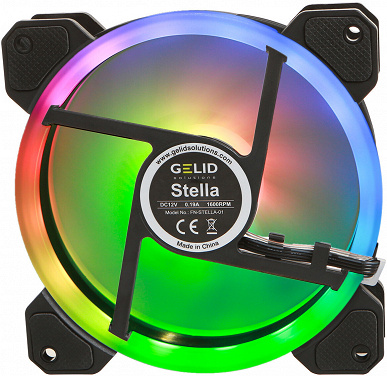 Вентилятор Gelid Stella украшен 24 светодиодами ARGB