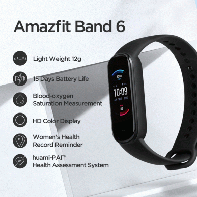 Экран AMOLED, мониторинг ЧСС, пульсоксиметр, Amazon Alexa и до 25 дней автономности. Это фитнес-браслет Amazfit Band 6