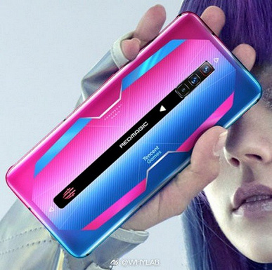 Розово-синий смартфон со сверхбыстрым дисплеем и очень мощной зарядкой. Первое официальное изображение Red Magic 6