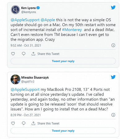 Пользователи жалуются, что macOS Monterey 12.0.1 выводит из строя некоторые MacBook Pro, Mac mini и iMac
