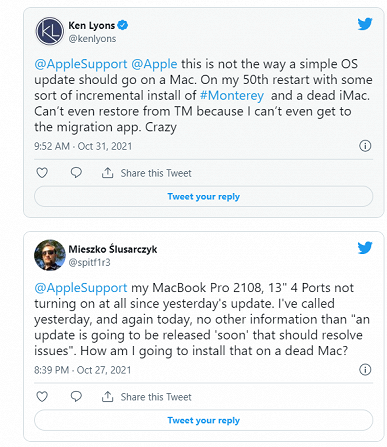 Пользователи жалуются, что macOS Monterey 12.0.1 выводит из строя MacBook Pro, Mac mini и iMac Пользователи жалуются, что macOS Monterey 12.0.1 выводит из строя MacBook Pro, Mac mini и iMac