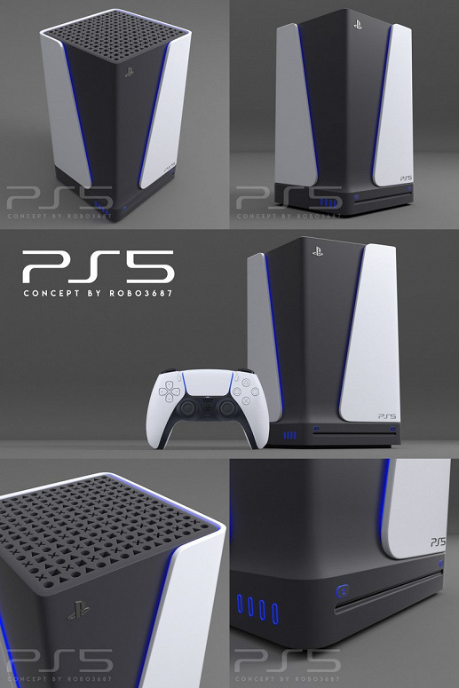 Новые рендеры PlayStation 5 с DualSense и в стиле Xbox Series X