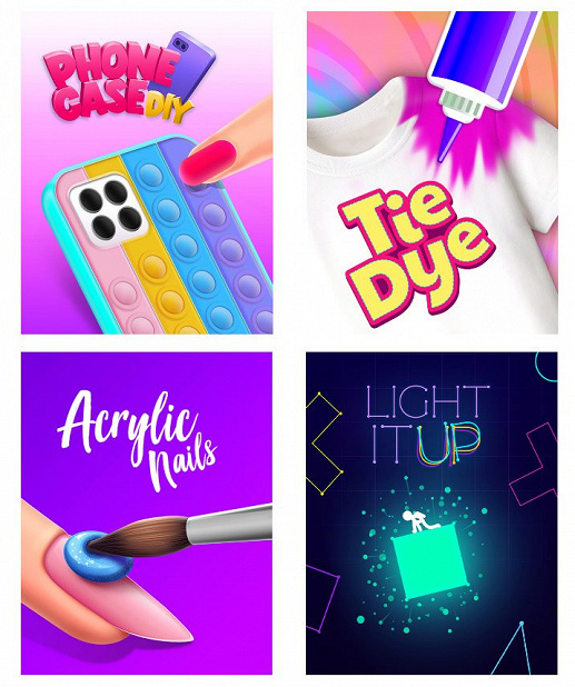 В AppGallery стали доступны антистресс-игры Tie-Dye, Acrylic Nails, Phone Case DIY и Light it Up 