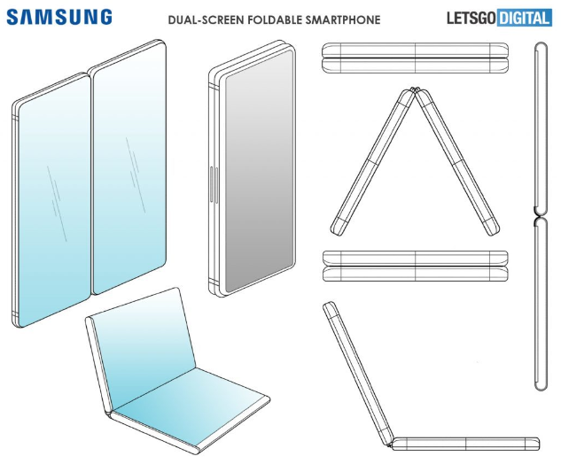 Samsung запатентовала складной смартфон с двумя экранами
