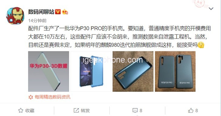 Первое изображение чехла для флагманского камерофона Huawei P30 Pro 