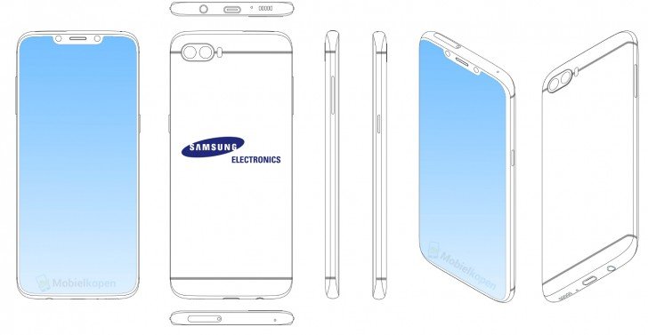 Samsung патентует смартфон с вырезом в верхней части экрана