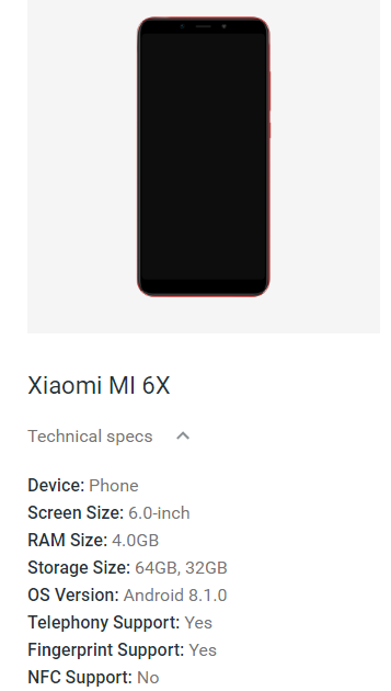 Смартфон Xiaomi Mi 6X обойдётся покупателям в 285 либо 315 долларов