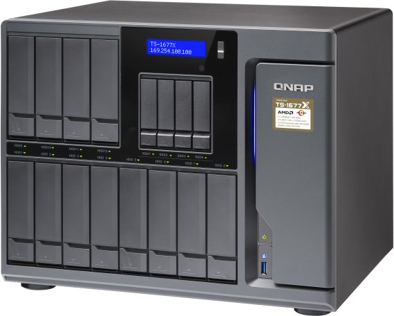 Сетевое хранилище Qnap TS-1677X построено на процессоре AMD Ryzen