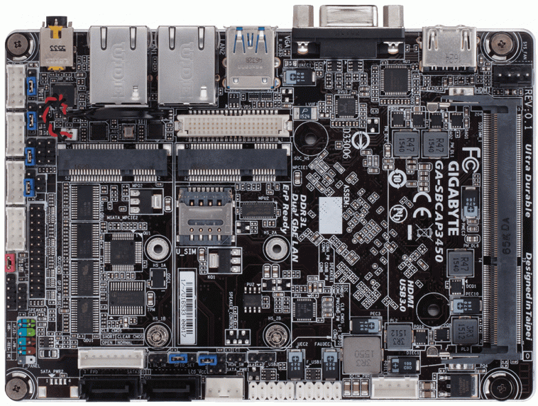 Gigabyte GA-SBCAP3450 — системная плата с распаянным CPU Celeron N3450