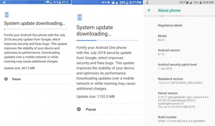 Распространение обновления Android 8.1 Oreo для Xiaomi Mi A1 возобновлено