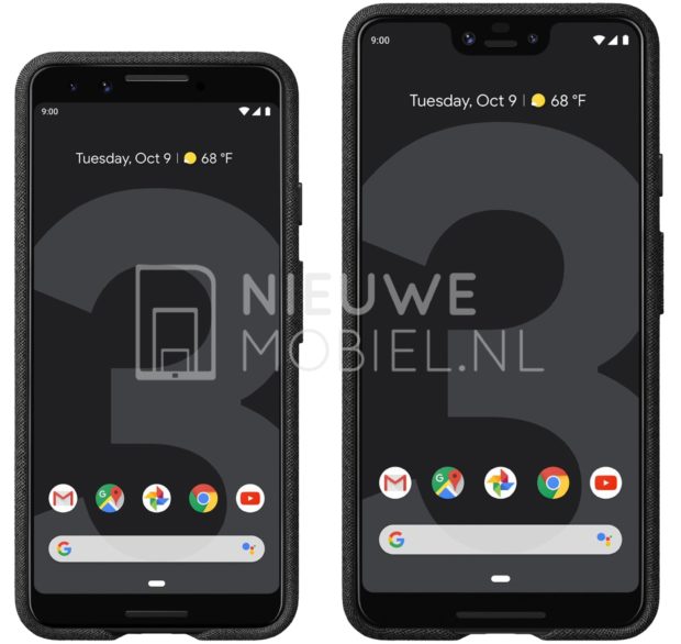 В Сеть попали официальные изображения смартфонов Google Pixel 3 и Pixel 3 XL