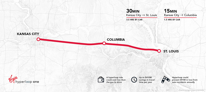 Ветка Hyperloop через весь штат Миссури получила положительное технико-экономическое обоснование