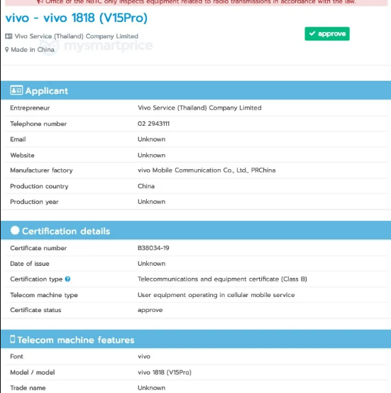 Существование смартфона Vivo V15 Pro подтверждено