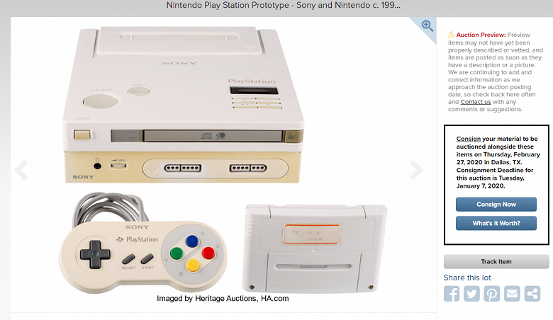 Уникальную игровую приставку Nintendo Play Station, существующую в единственном экземпляре, продадут с аукциона