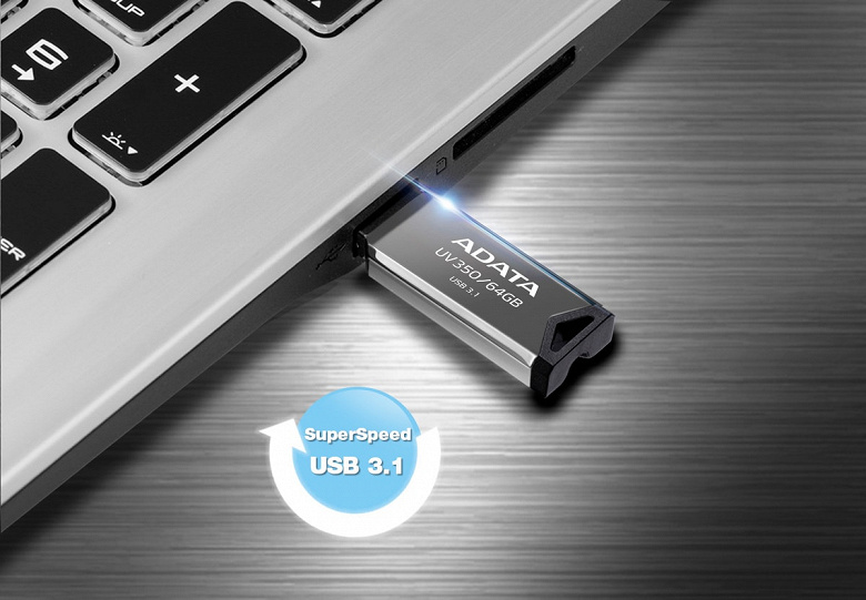 USB-накопитель Adata UV350 обращает на себя внимание элегантным дизайном 