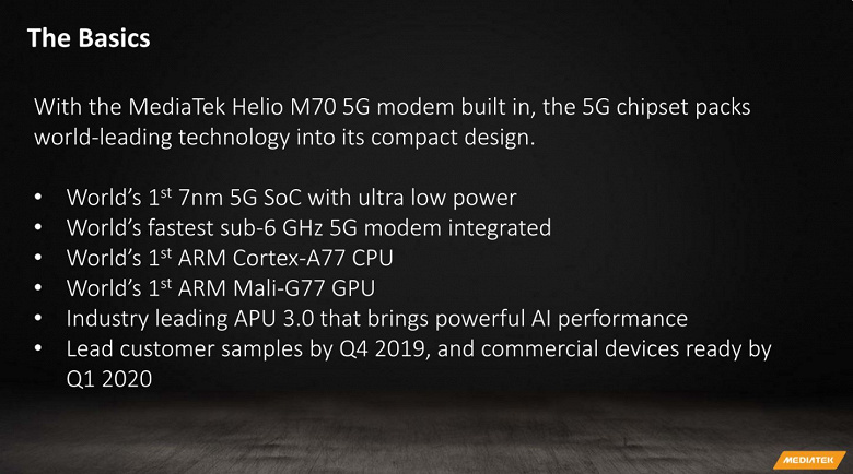 Самая передовая мобильная платформа теперь не у Qualcomm, а у Mediatek. Представлена MediaTek 5G SoC со встроенным модемом Helio M70