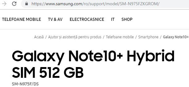 Samsung случайно подтвердила 256 ГБ памяти в минимальной конфигурации Galaxy Note10+