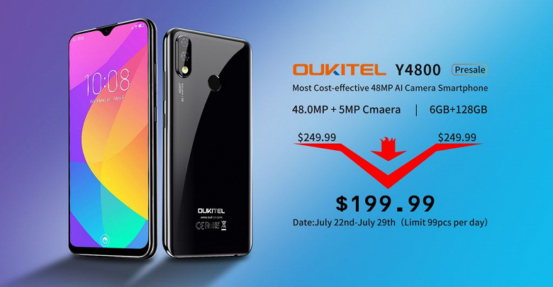 В продажу поступает Oukitel Y4800 — конкурент Redmi Note 7 Pro за $200