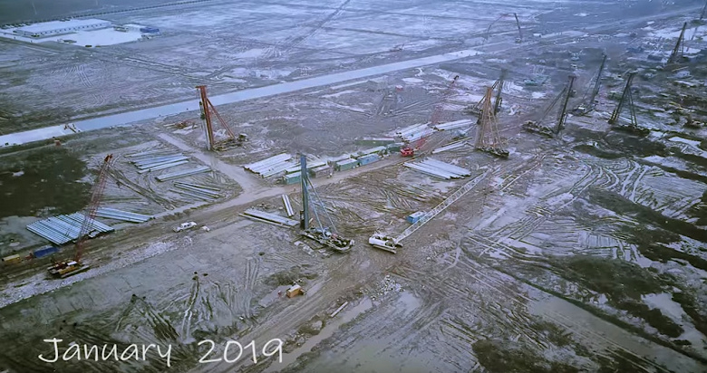 Видео дня: невероятные темпы строительства завода Tesla Gigafactory 3 в Китае