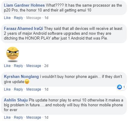 Honor Play не получит EMUI 10. Пользователи негодуют