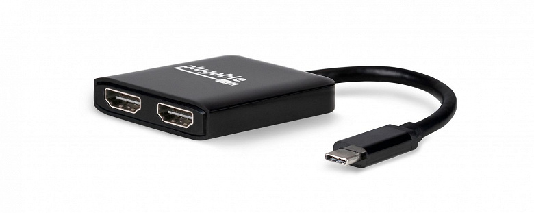 Адаптер Plugable USBC-HDMI2X позволяет подключить к порту USB-С два HDMI-монитора разрешением 4К с кадровой частотой 60 к/с