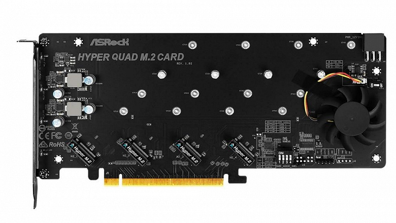 Домик для самых быстрых SSD. ASRock представила плату Hyper Quad M.2
