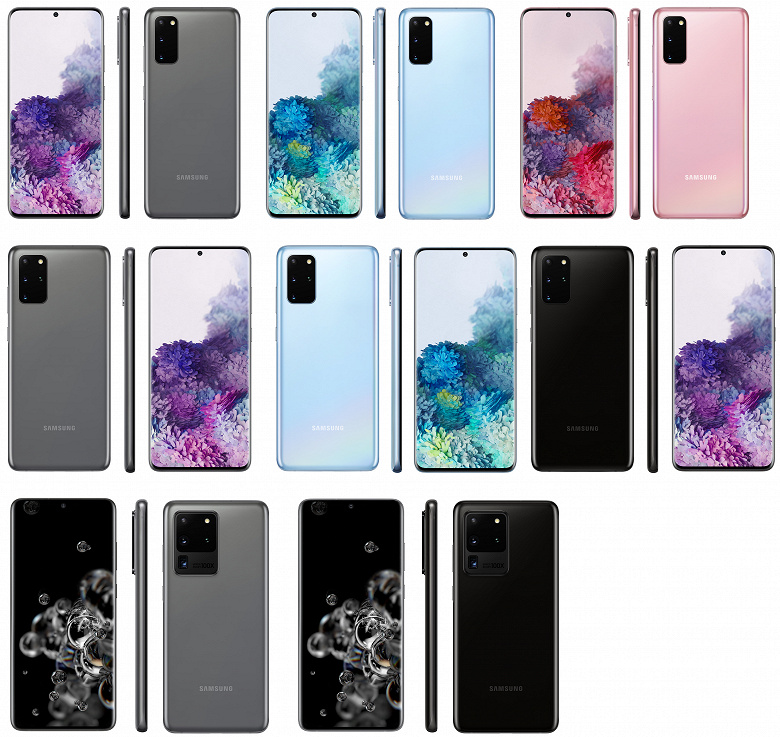 Все семейство Samsung Galaxy S20 на одном изображении