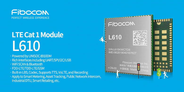 Модуль Fibocom L610 для интернета вещей поддерживает LTE Cat.1 и скорость 10 Мбит/с