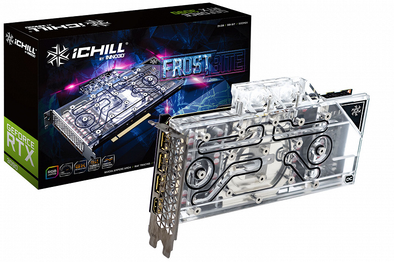 Видеокарты серии Inno3D GeForce RTX 30 iChill Frostbite оснащены водоблоками