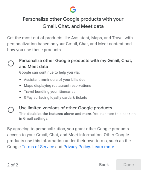 Google разрешила пользователям отключать слежку в Gmail, Chat и Meet