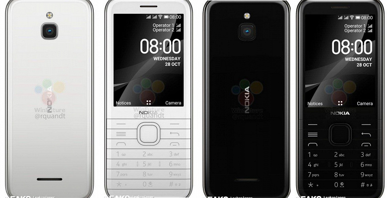 Премиальную кнопочную Nokia 8000 4G показали со всех сторон в разных цветах