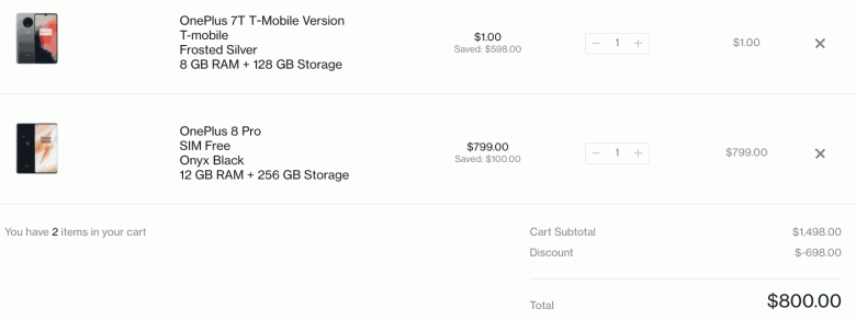 Купи OnePlus 8 Pro и получили OnePlus 7T за один доллар