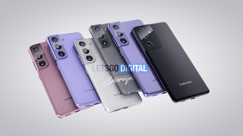 Очень качественные изображения Samsung Galaxy S21, S21+ и S21 Ultra на основе официальных материалов и множество подробностей