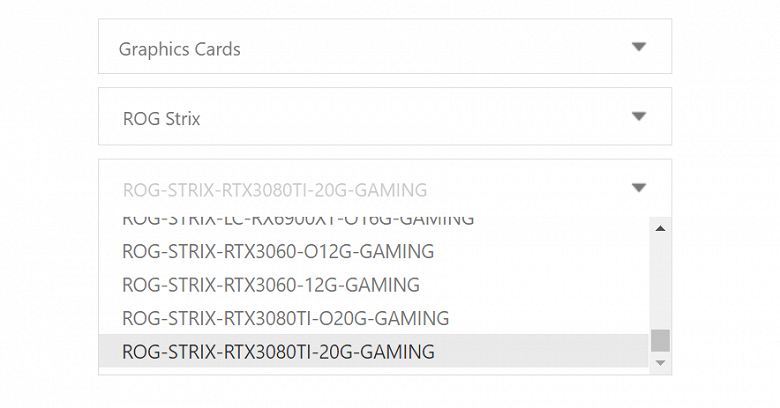 Asus подтверждает наличие планов выпуска видеокарты ROG Strix GeForce RTX 3080 Ti с 20 ГБ памяти