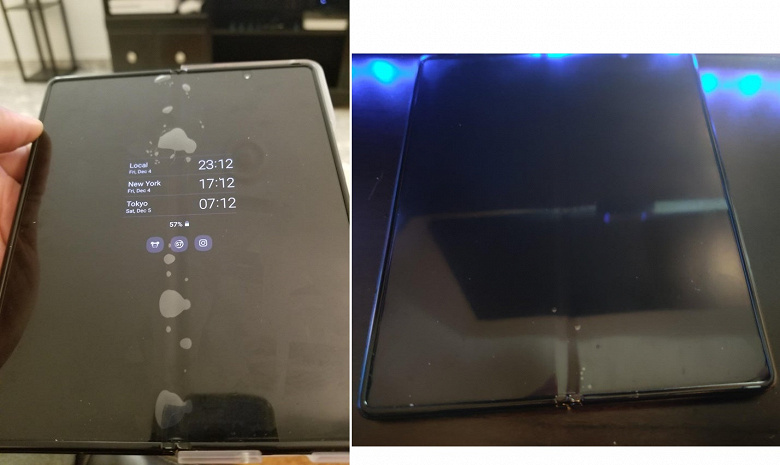 В месте изгиба Samsung Galaxy Z Fold 2 быстро появляются пузырьки воздуха