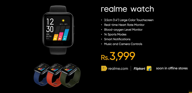Представлены 50-долларовые умные часы Realme Watch