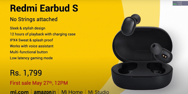 Представлены беспроводные наушники Redmi Earbuds S