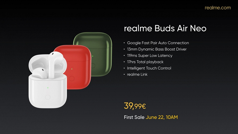 Беспроводные наушники Realme Buds Air Neo поступили в продажу в Европе