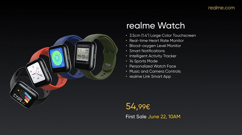 Недорогие умные часы Realme Watch вышли в Европе