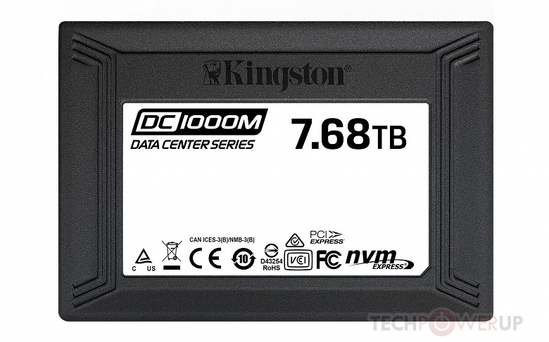 Начались поставки твердотельных накопителей Kingston DC1000M объемом 7,68 ТБ с интерфейсом PCIe 