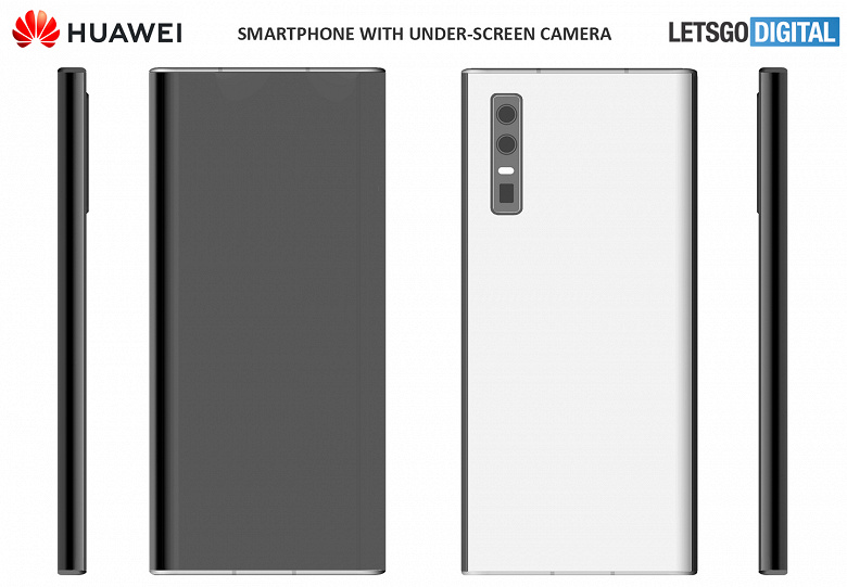 Смартфоны Huawei с камерой под экраном. Первые изображения на основе патентов