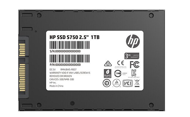 Твердотельные накопители HP S750 оснащены интерфейсом SATA