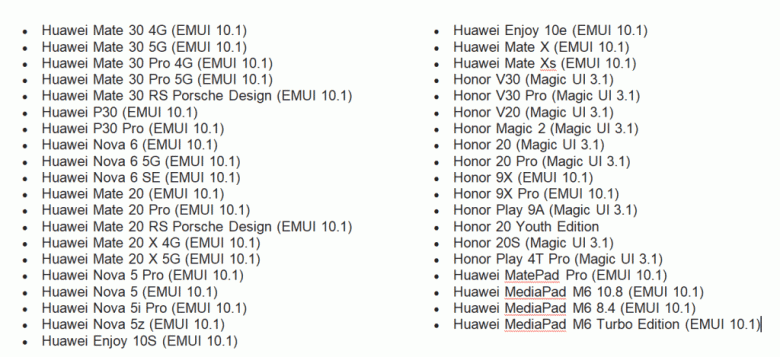 Эти 39 моделей смартфонов Huawei и Honor уже получили EMUI 10.1