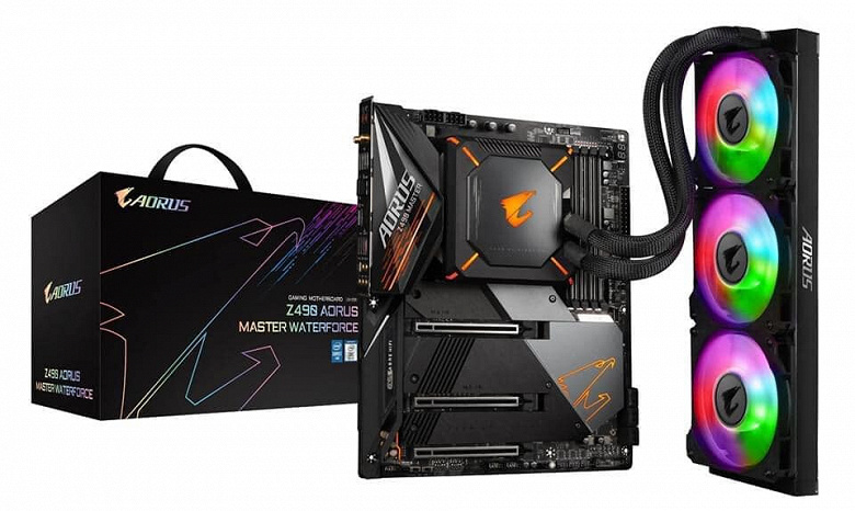 Системная плата Gigabyte Z490 Aorus Master WaterForce укомплектована СЖО