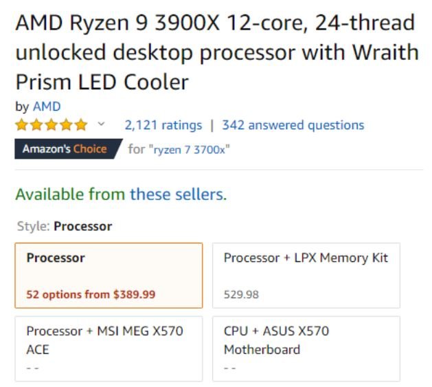12-ядерный AMD Ryzen 9 3900X сильно подешевел после выпуска Ryzen 9 3900XT