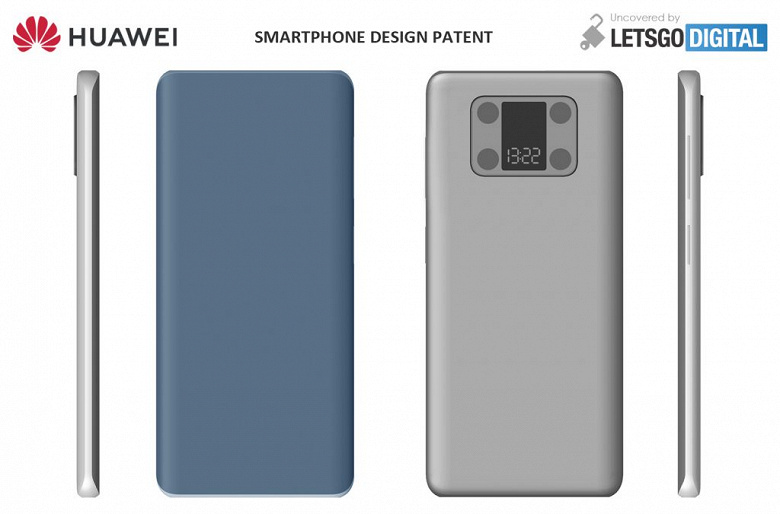 Компания Huawei запатентовала дизайн смартфона с дополнительным дисплеем рядом с модулем камеры