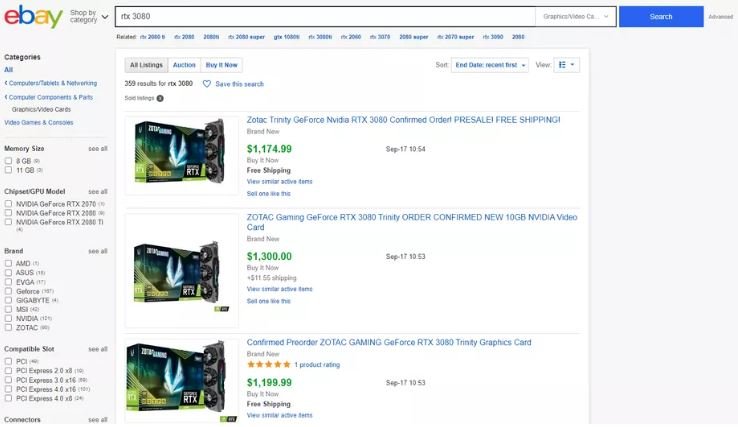 Последствия дефицита: стоимость GeForce RTX 3080 взлетела до $2500, пользователи жалуются на Nvidia, та извиняется